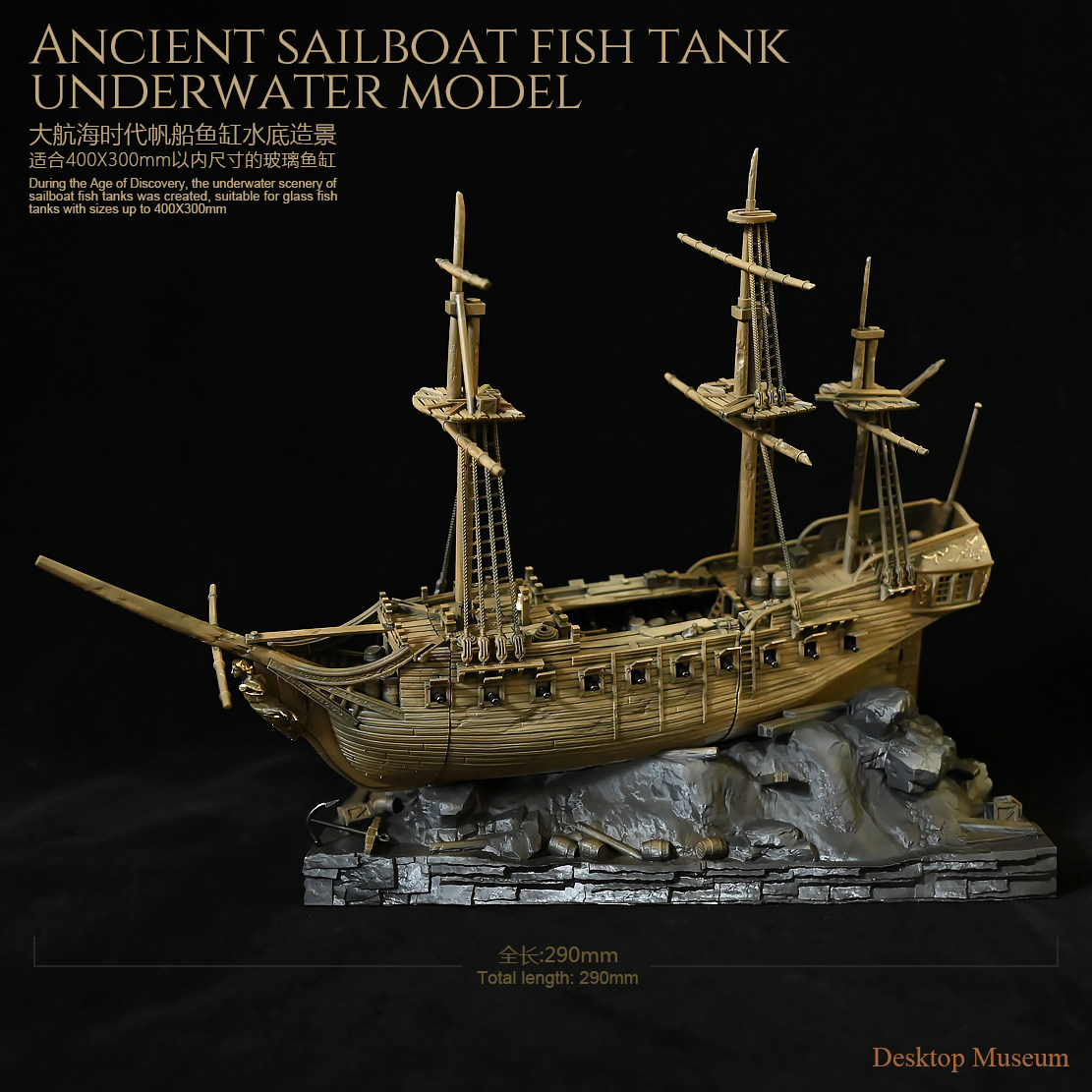 Marine Aquarium Epoxy - Décoration d'aquarium en forme de bateau